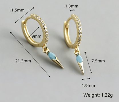 Geometric Style Cubic Zirconia Marquise-Cut Spiked Pendant with 925 Sterling Silver Earrings