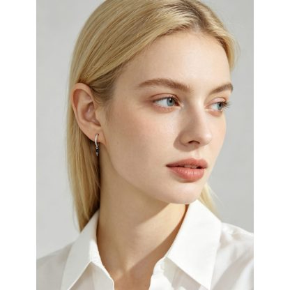 Geometric Style Cubic Zirconia Marquise-Cut Spiked Pendant with 925 Sterling Silver Earrings