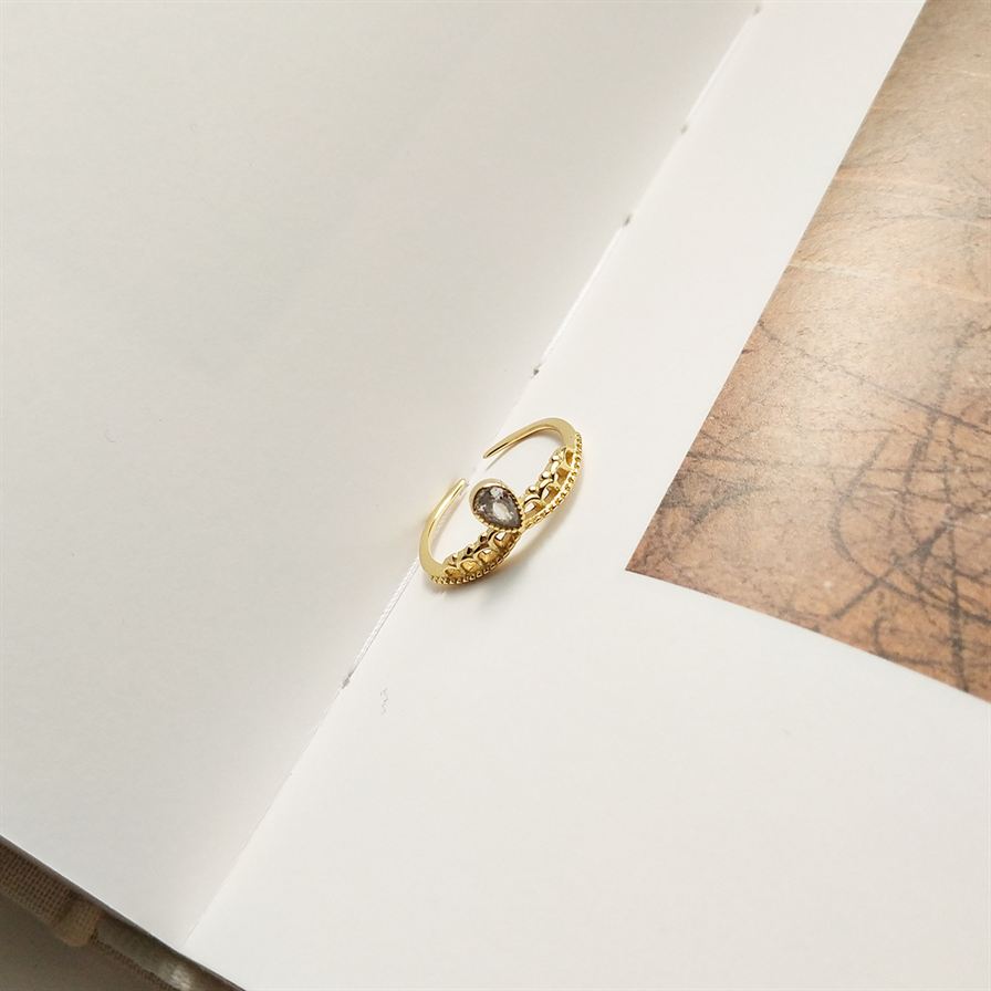 Waterdrop CZ Crown Girl 925 Sterling Silver Adjustable Ring