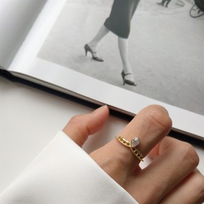 Waterdrop CZ Crown Girl 925 Sterling Silver Adjustable Ring