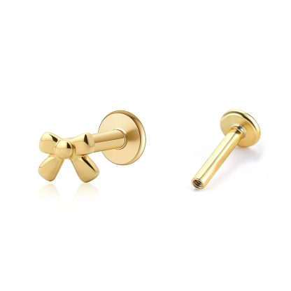 Mini Bowknot 925 Sterling Silver Internal Screw Ear Stud Earrings (Single)