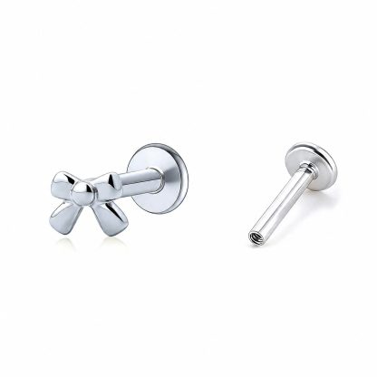 Mini Bowknot 925 Sterling Silver Internal Screw Ear Stud Earrings (Single)