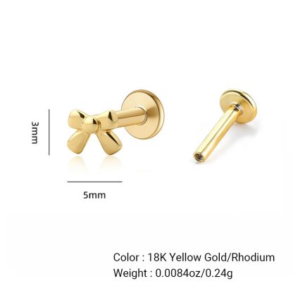 Mini Bowknot 925 Sterling Silver Internal Screw Ear Stud Earrings (Single)