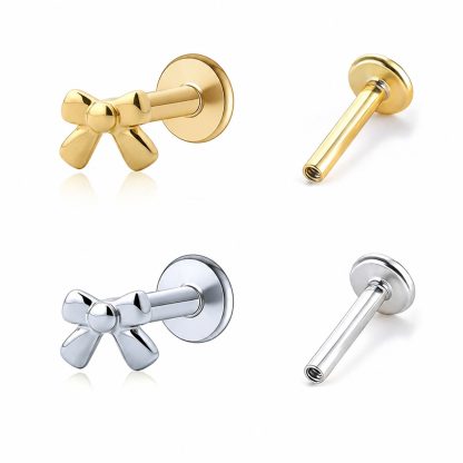 Mini Bowknot 925 Sterling Silver Internal Screw Ear Stud Earrings (Single)