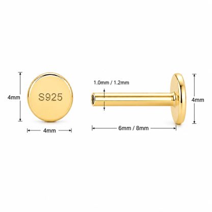 Cubic Zirconia Marquise 925 Sterling Silver With Geometric Top Flat Back Internal Thread Cartilage Piercing Drop Ear Stud Earrings (Single)