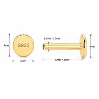 Star Cubic Zirconia 925 Sterling Silver Internal Thread Flat Back Ear Stud Cartilage Piercing Earring (Single)