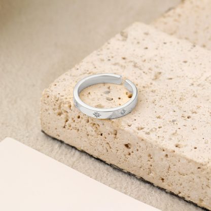Minimalism CZ Golden 925 Sterling Silver Adjustable Ring