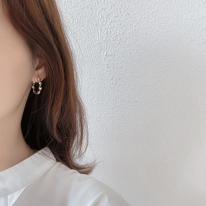 Fashion Twisted Wave 925 Sterling Silver Hoop Earrings