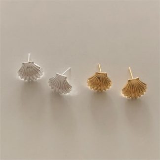 Holiday Ocean Shell Conch 925 Sterling Silver Stud Earrings