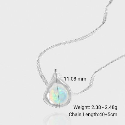 Elegant Irregular Opal Stone Design S925 Sterling Silver Necklace