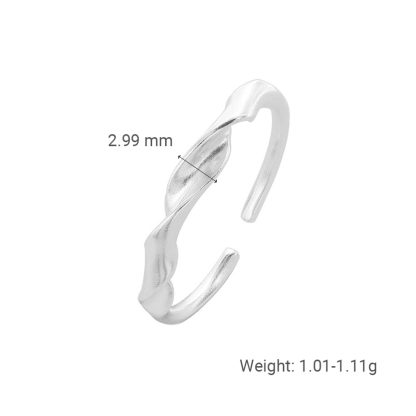 Women Elegant Fashion Minimalist Style Jewelry Twist Design Matte Finish S925 Sterling Silver Open Adjustable Ring
