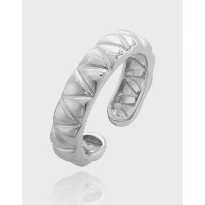Geometric Pattern S925 Sterling Silver Adjustable Ring