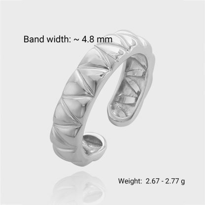 Geometric Pattern S925 Sterling Silver Adjustable Ring