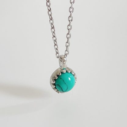 Turquoise Round Geometric Shaped Pendant  925 Silver Necklace