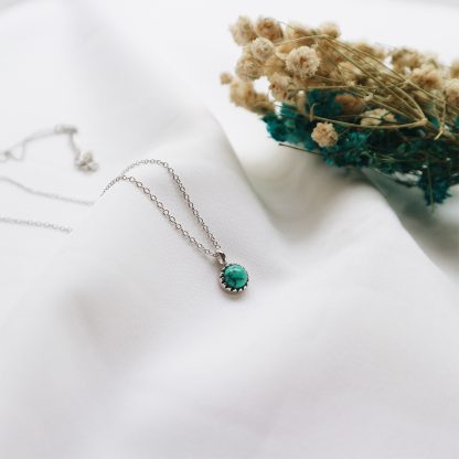 Turquoise Round Geometric Shaped Pendant  925 Silver Necklace