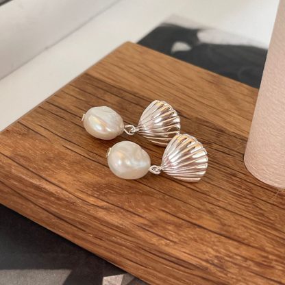 925 sterling silver vintage shell pearl earrings and earrings minimalist trend minimalist