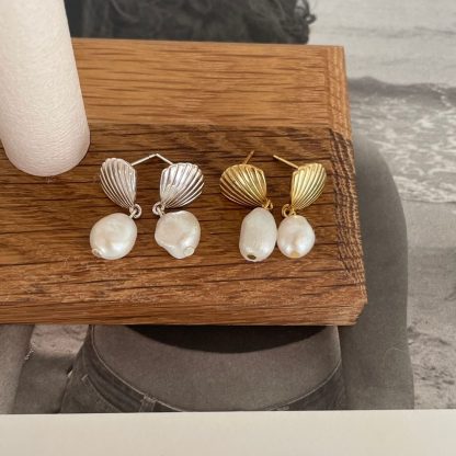 925 sterling silver vintage shell pearl earrings and earrings minimalist trend minimalist