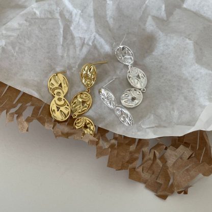 925 sterling silver INS style designer gold-plated irregular earrings, earrings, internet red earrings