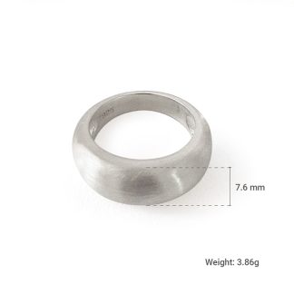 Women Fashion Elegant Style Geometric Design Brushed 925 Sterling Silver Pure Metal Ring