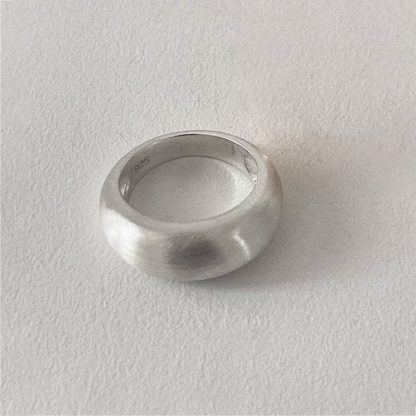 Women Fashion Elegant Style Geometric Design Brushed 925 Sterling Silver Pure Metal Ring