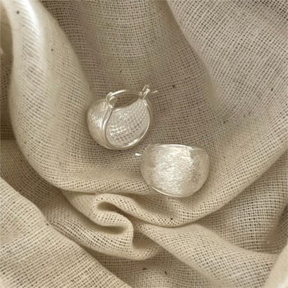 Wire-cut round dome 925 pure silver geometric circular stud Earrings