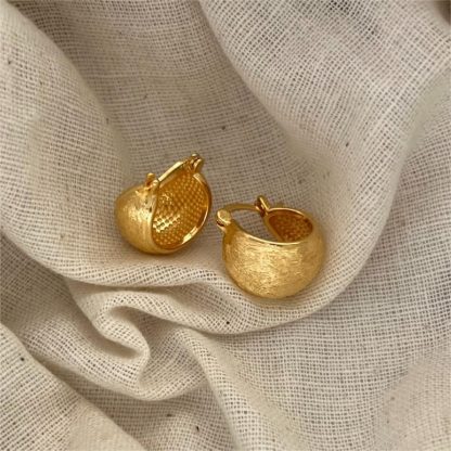 Wire-cut round dome 925 pure silver geometric circular stud Earrings