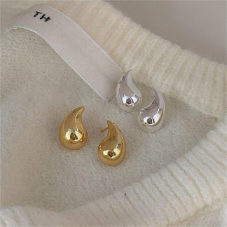Elegant Water Drop Geometric Design 925 Sterling Silver Stud Earrings for Women Korean Style 2022 Fashion Jewelry with gold-plated and Silver Finish