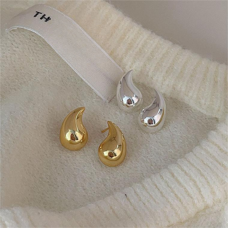 Elegant Water Drop Geometric Design 925 Sterling Silver Stud Earrings for Women Korean Style 2022 Fashion Jewelry with Gold and Silver Finish