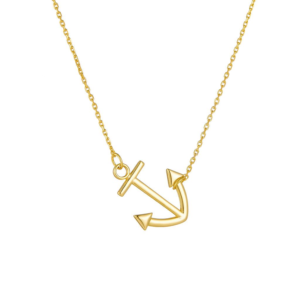 Simple Marine Style Anchor Pendant Jewelry 925 Sterling Silver Necklace