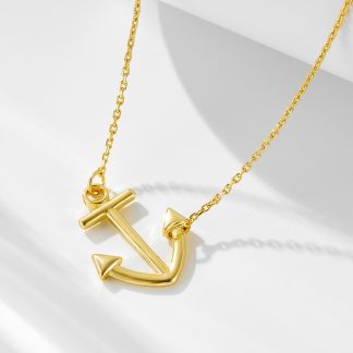 Simple Marine Style Anchor Pendant Jewelry 925 Sterling Silver Necklace