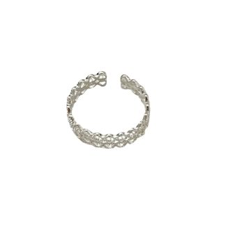 Women Elegant Double Layers Lace 925 Sterling Silver Adjustable Ring