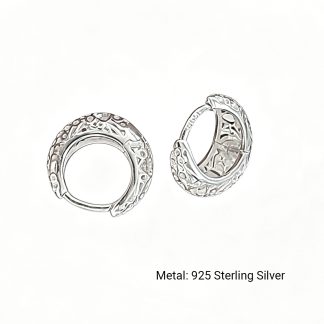 Hollow Openwork Geometric Women Elegant Daily Jewelry 925 Sterling Silver Hoop Small Huggie Earrings