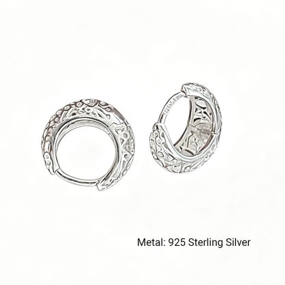 Hollow Openwork Geometric Women Elegant Daily Jewelry 925 Sterling Silver Hoop Small Huggie Earrings