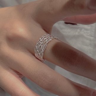 Irregular Crisscross Mesh Lattice 925 Sterling Silver OpenRing