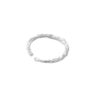 Elegant Modern Fashion Jewelry Minimalist Textured Design Open 925 Sterling Silver Adjustable Ring