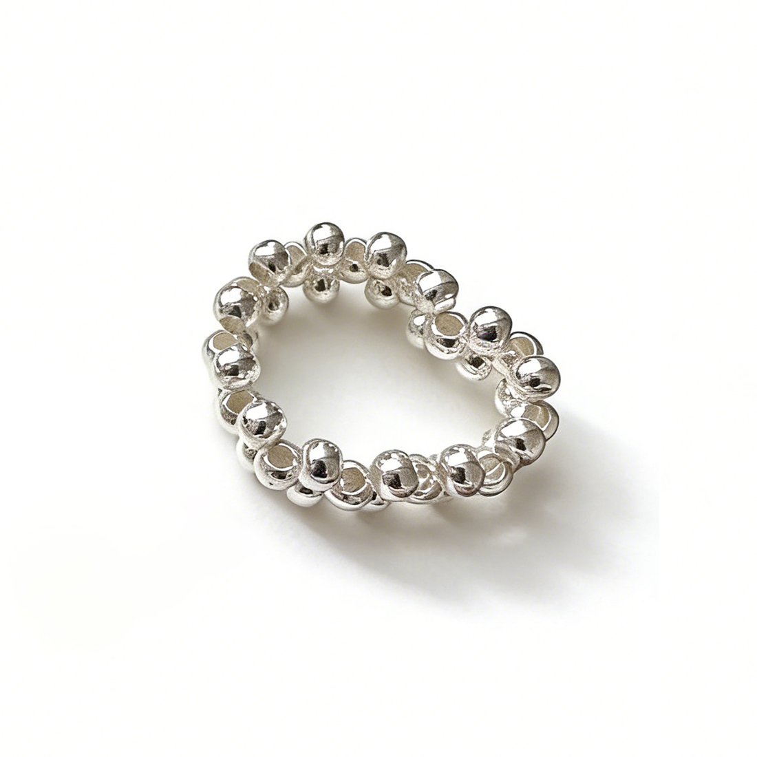 Modern Fashion Jewelry Geometric Beaded Design Adjustable 925 Sterling Silver Ring