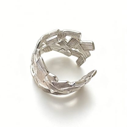 Geometric Pattern Matte Finish 925 Sterling Silver Adjustable Ring