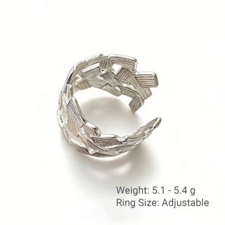 Geometric Pattern Matte Finish 925 Sterling Silver Adjustable Ring