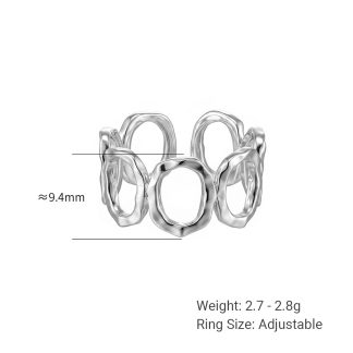 Modern Fashion Jewelry Geometric Round Hollow 925 Sterling Silver Adjustable Ring