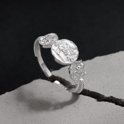 Vintage Ancient Coin Relief Portrait 925 Sterling Silver Adjustable Ring