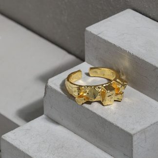 Irregular Geometry Cubic 925 Sterling Silver Adjustable Ring