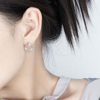 Office Hollow CZ Cloud 925 Sterling Silver Stud Earrings