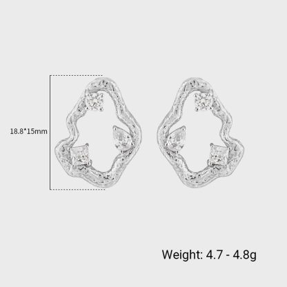 Office Hollow CZ Cloud 925 Sterling Silver Stud Earrings