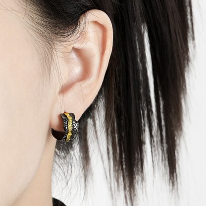 Casual Irregular C Shape 925 Sterling Silver Stud Earrings