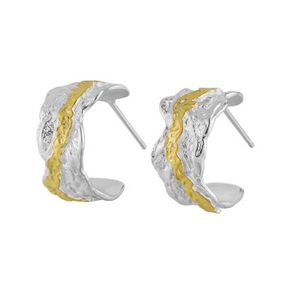 Casual Irregular C Shape 925 Sterling Silver Stud Earrings