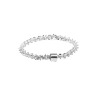 Women Modern Elegant Fashion Jewelry Gift Textured Full Band Ring S925 Sterling Silver Cauliflower Chain Starry Beaded Slim Stackable Ring