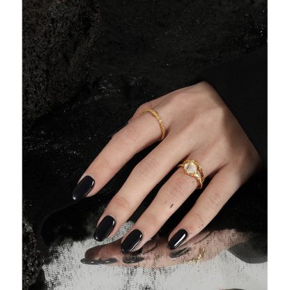 Women Modern Elegant Fashion Jewelry Gift Textured Full Band Ring S925 Sterling Silver Cauliflower Chain Starry Beaded Slim Stackable Ring