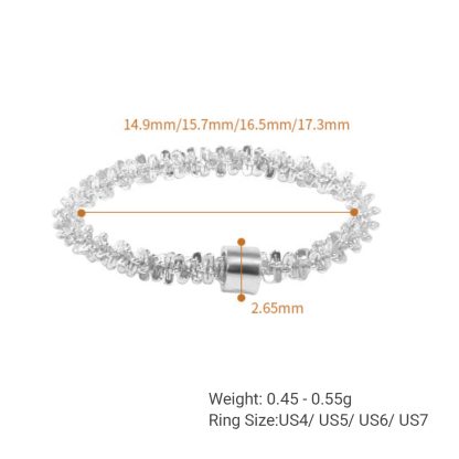 Women Modern Elegant Fashion Jewelry Gift Textured Full Band Ring S925 Sterling Silver Cauliflower Chain Starry Beaded Slim Stackable Ring