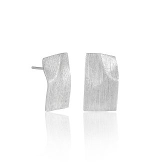 Fashion Geometry Irregular Rectangle Paper 925 Sterling Silver Stud Earrings