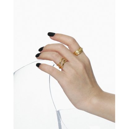 New Irregular River Wave 925 Sterling Silver Adjustable Ring